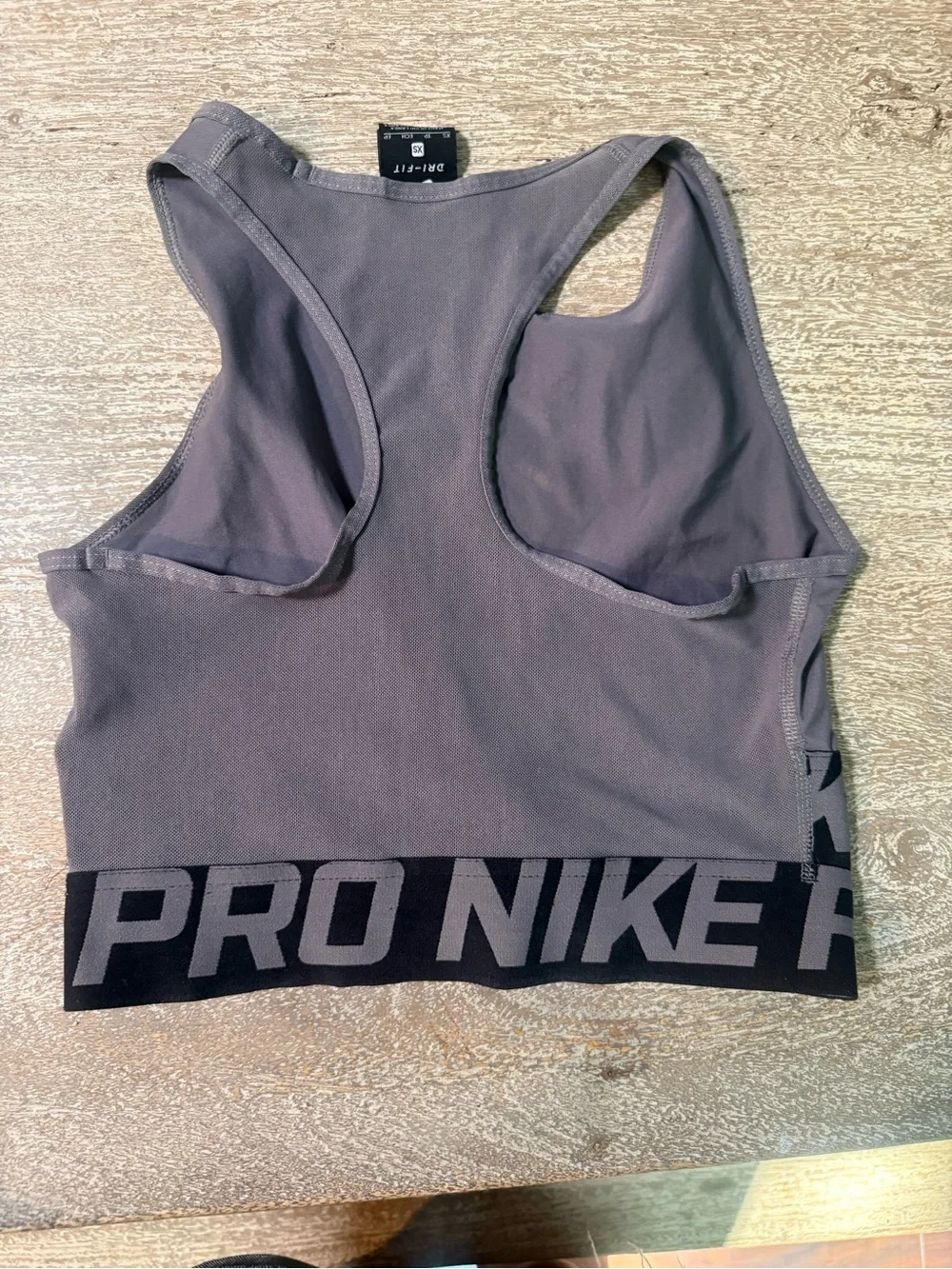 Nike Women's Gray Pro Crop Tank with Branded Elastic Band